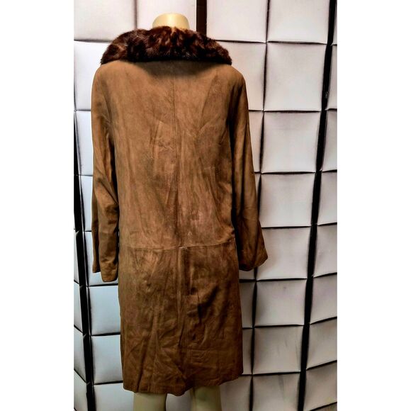 Vintage suede coat with fur collar - Picture 5 of 5